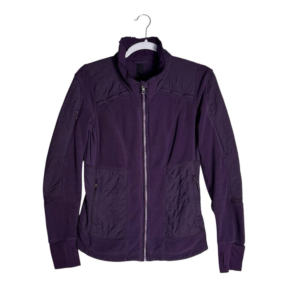 Lululemon Fleecy Keen Jacket Deep Zinfandel Plum Quilted Athletic Zip Up Size 6